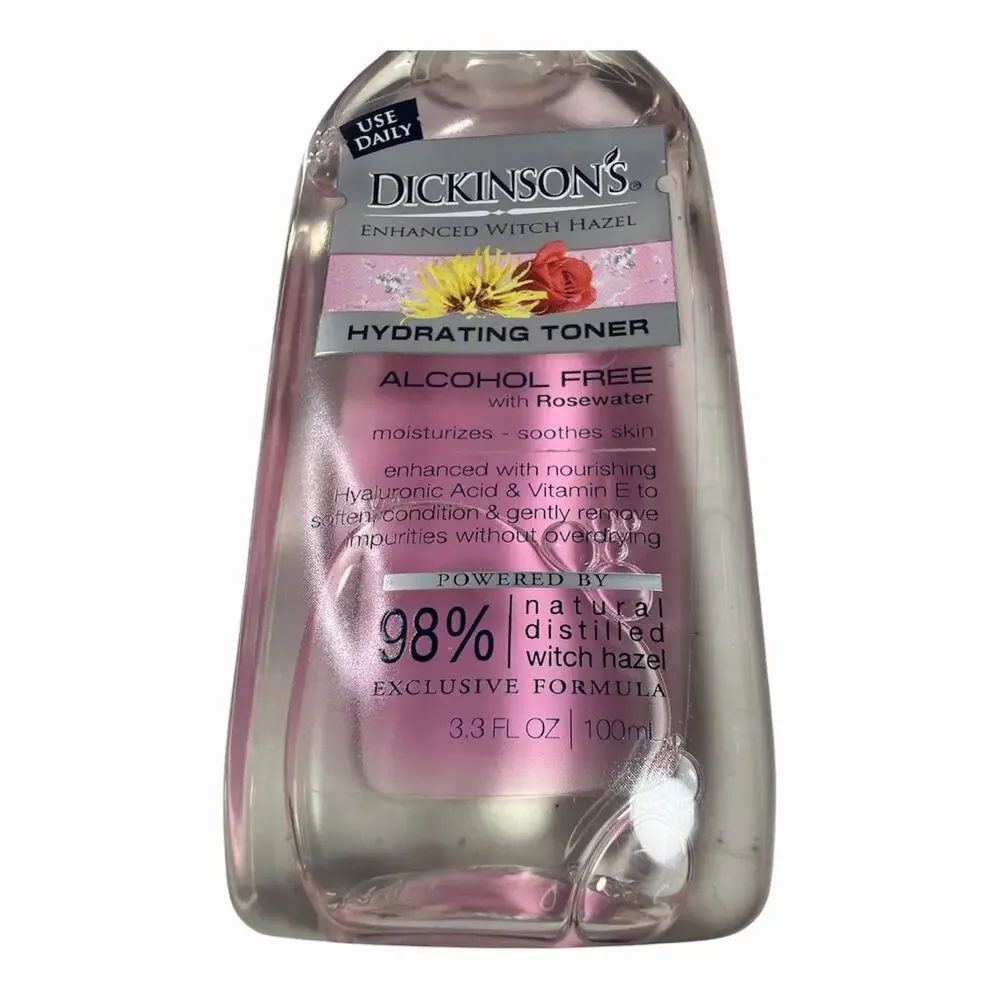 2 Dickinson's Enhanced Witch Hazel Hydrating Toners Alcohol Free 3.3 Fl Oz NEW!
